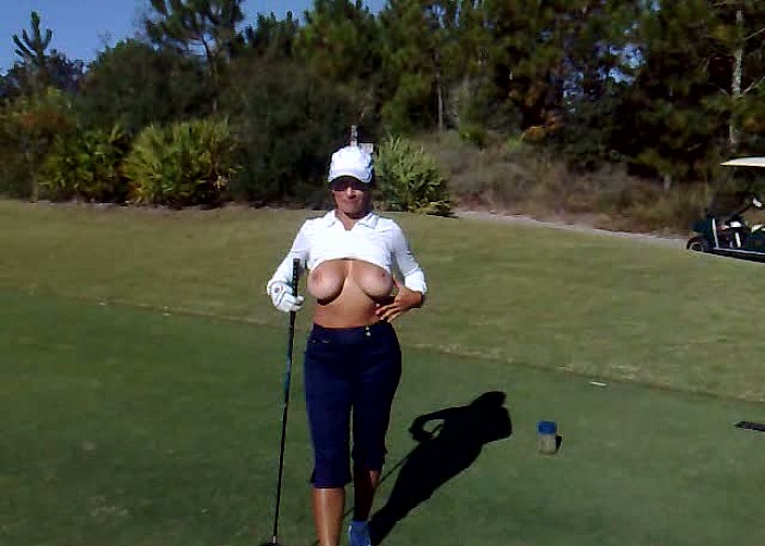 Golf topless.